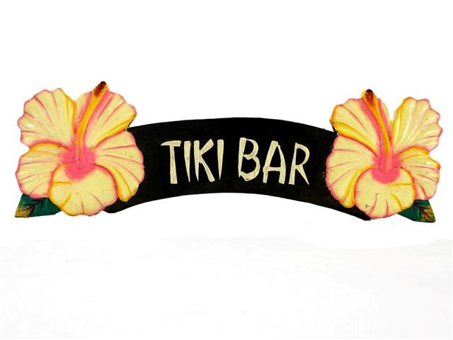 22" Tiki Bar Yellow Hibiscus Sign